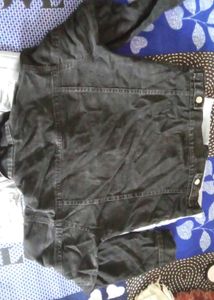 Classic Black Denim Jacket and jeans white colour