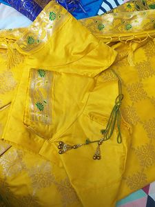 Lemon Yellow And Green Combination Banaras Saree