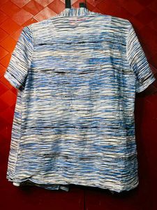 Blue &amp; White Abstract Print Top Set
