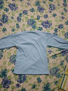 Light Blue V-Neck Full Sleeve Top