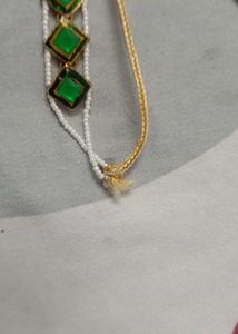 Elegant Green Stone Choker with Earrings