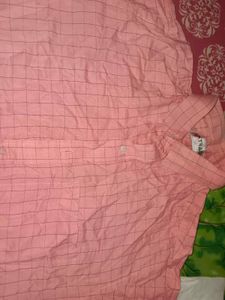Men's Pink Checkered Long Sleeve Shirt