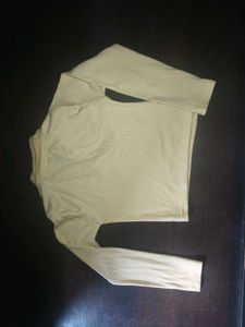 Cream Long Sleeve Collared Top