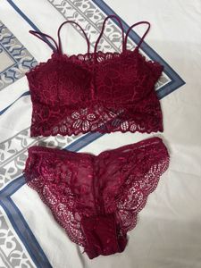 Burgundy Lace Lingerie Set