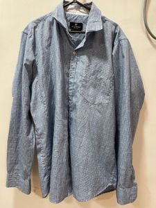 Men's Blue Checked Formal Long Sleeved Shirt