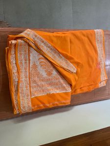 Vibrant Orange Silk Saree