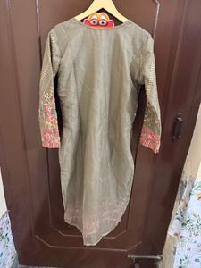 Olive Green And Pink Festive Suit
