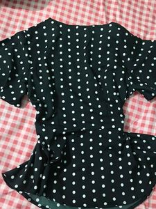 Chic Black &amp; White Polka Dot Top