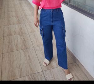 Blue Denim Cargo Pants