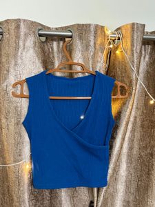 V-Neck Ribbed Sleeveless Crop Top