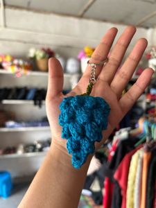 Handmade Crochet Grape Keychain