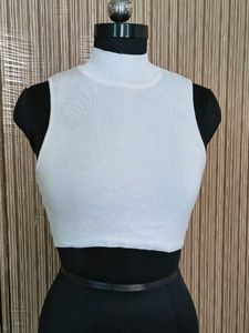 Sleeveless Mock Neck Crop Top