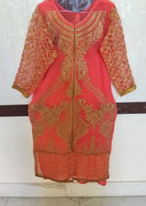 Elegant Coral Embroidered Kurta Set
