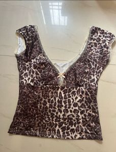 Leopard Print Fitted Top