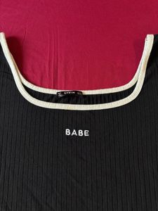 Shein Black Ribbed Top