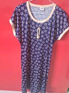 Cute Anchor Print Navy Blue Short nighty