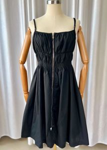 Sleek Black Zip-Front Dress