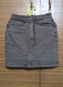 Classic Grey Denim Mini Skirt