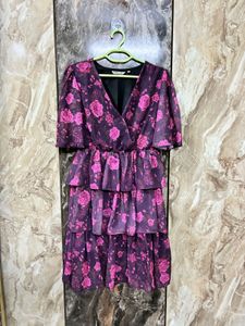 Purple Floral Tiered Dress