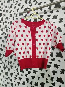 Cute Heart Print Cardigan