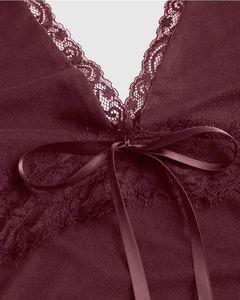 Burgundy Lace Trim Halter Top