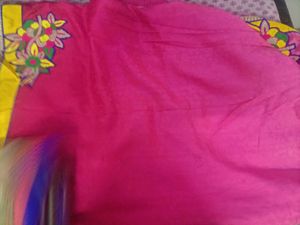 Pink &amp; Golden designer Embroidered Saree
