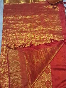 Red &amp; Gold Brocade Silk Saree