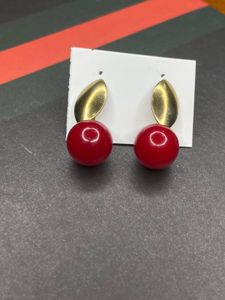 Red &amp; Gold Cherry Drop Earrings