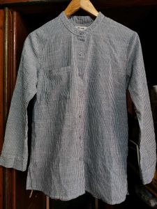 Striped Mandarin Collar Shirt