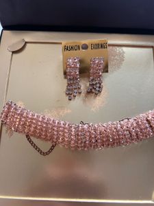 Peachy light pink- choker & Earring Set