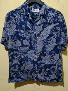 Navy Blue Floral Print Shirt