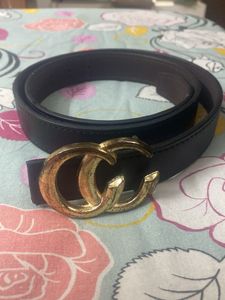 2 Classic Leather Belt with Gold Buckle