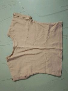 Cute Denim Overall Dress &amp; Peach Top Set