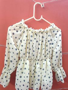 Yellow Clinched Waist Off Shoulder Top