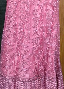 Pink Embroidered Dress Material