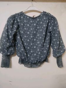 Chic Floral Print Puff Sleeve Top