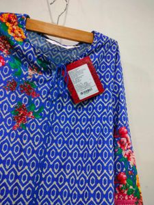 BIBA Blue Floral Print Kurta