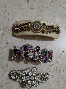 Set of 3 Embellished Hair Clips