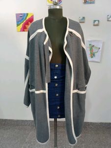 Stylish Grey Long Cardigan