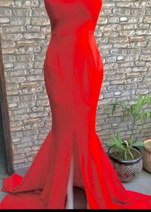 Elegant Red Strapless Mermaid Dress