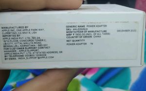 Apple  USB C. 20w Power Adapter. New With Tag
