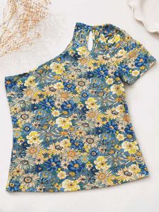 One shoulder Floral Print top