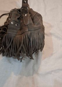 Brown Suede Fringe Hobo Bag