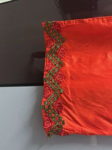 Orange Embroidered Kurta for Women