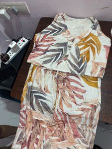 Leaf Print V-Neck Co-ord Set