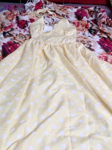 Yellow Polka Dot Halter Dress