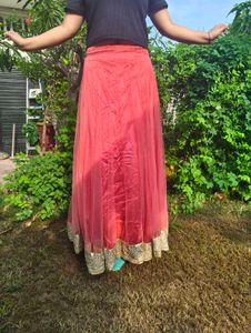 Beautiful Salmon Pink Net Skirt