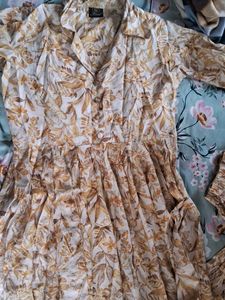 Vintage Yellow Floral Print Dress