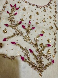 Gorgeous Cream Embroidered Dress Material