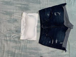 Distressed Denim Shorts